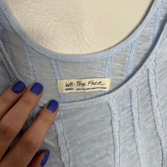 We The Free Women's Light Blue Linen‎ Cotton Relaxed Fit Short Sleeve Top Medium - Picture 2 of 7